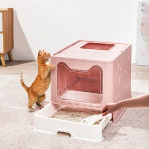 Large Enclosed Cat Litter Box -  with Scoop & Tray